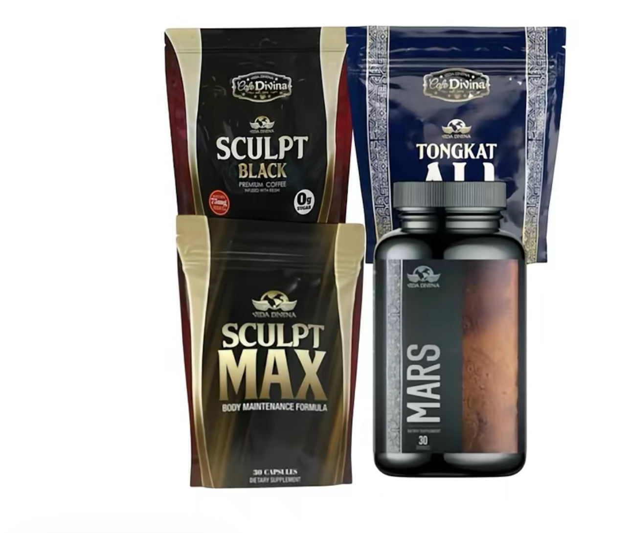 Combo Premium – Sculpt Black + Sculpt Max + Tongkat Ali + Mars | Vida Divina
