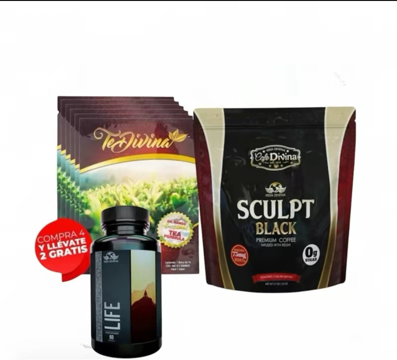 Combo Salud Total – Té Divina + Sculpt Black + Life | Vida Divina